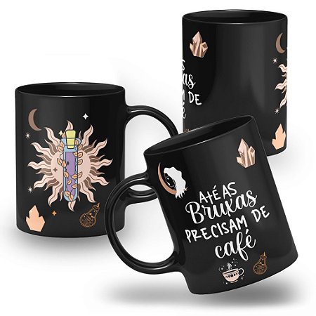Caneca Até as Bruxas Precisam de Café Witcher Wicca 100%