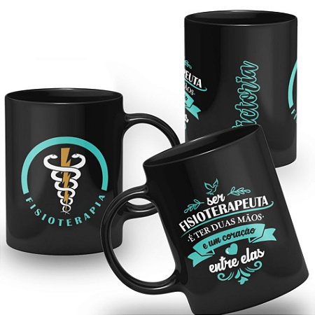 Caneca Fisioterapeuta Profissão Fisioterapia 100% Preto
