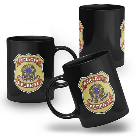 Caneca Polícia Federal 100% Preta