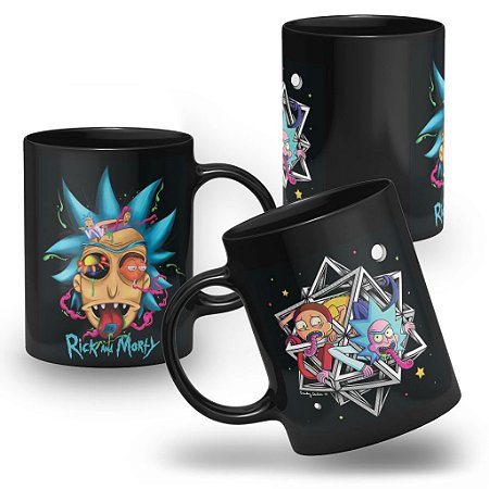 Caneca Rick And Morty Geek Nerd 100% Preta