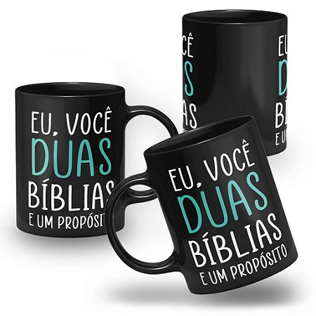 Caneca Casal Eu, Você, Duas Bíblias e Um Propósito