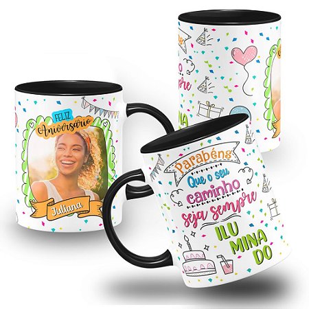 Caneca Aniversário Parabéns Que o Seu Caminho Seja Iluminado