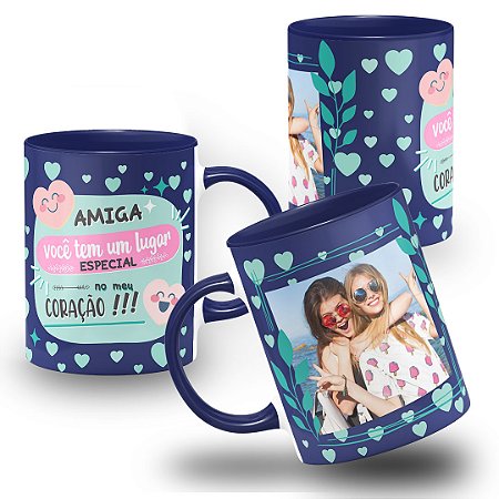 Caneca Amiga Você Tem Um Lugar Especial no Meu Coração Floral