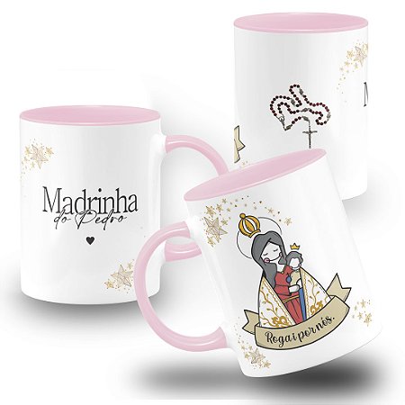 Caneca Batismo Madrinha Terço Nossa Senhora