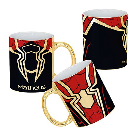 Caneca Spiderman Homem Aranha Super Heroi Metalizada