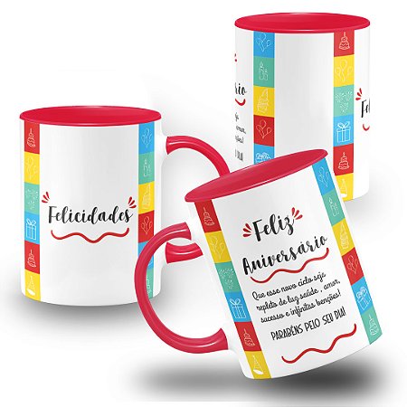 Caneca Feliz Aniversário Parabéns Pelo seu Dia