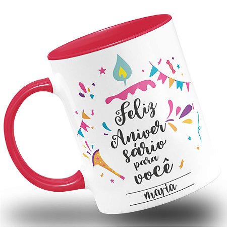 Caneca Feliz Aniversário Com Calendário