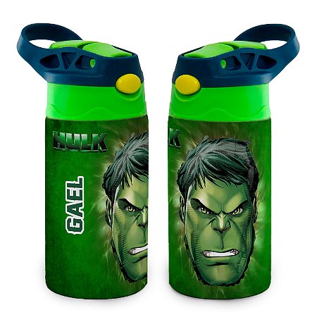Garrafa Incrível Hulk Rosto Térmica Bico de Silicone com Nome