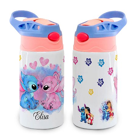 Garrafa Lilo e Stitch Térmica Infantil Bico de Silicone com Nome