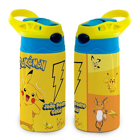 Garrafa Pokémon Pikachu Térmica Infantil Bico de Silicone com Nome