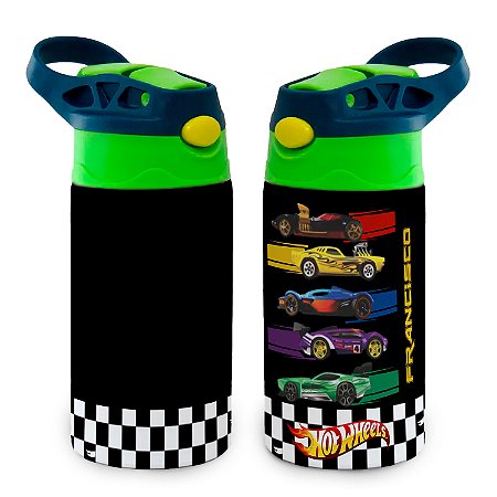 Garrafa Hot Wheels Carros Térmica Bico de Silicone