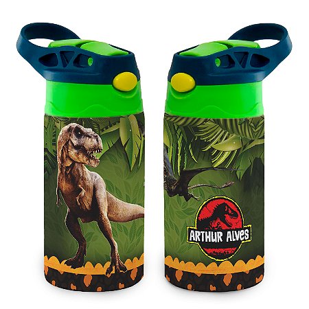 Garrafa Dinossauro Jurassic Park Bico de Silicone com Nome