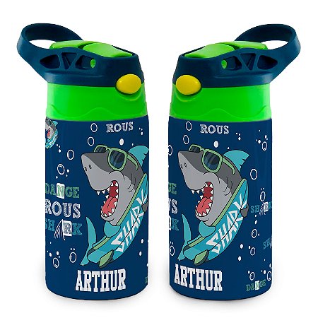 Garrafa Tubarão Shark Térmica infantil Bico de Silicone