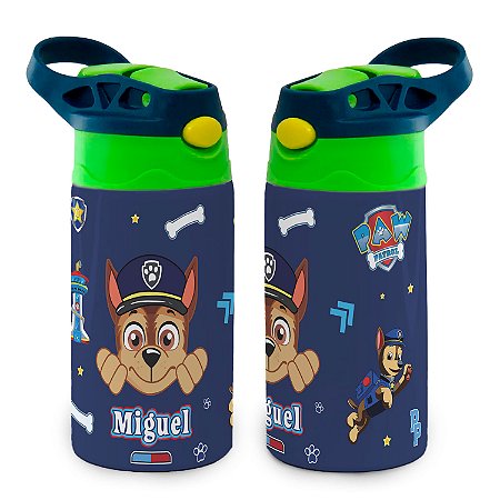 Garrafa Chase Patrulha Canina Térmica Bico de Silicone com Nome