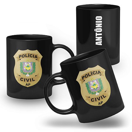 Caneca Polícia Civil do Estado do Amapá 100% Preta