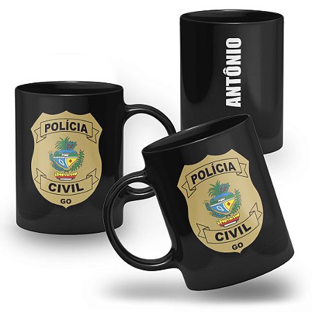 Caneca Polícia Civil do Estado de Goiás 100% Preta