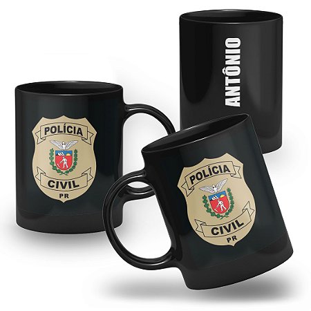Caneca Polícia Civil do Estado do Paraná 100% Preta