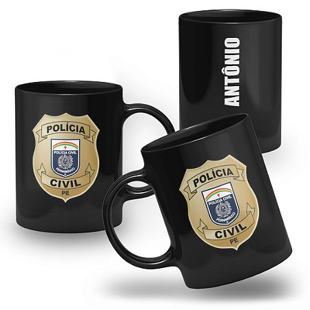 Caneca Polícia Civil do Estado de Pernambuco 100% Preta