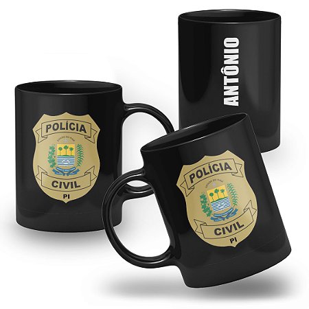 Caneca Polícia Civil do Estado de Piauí 100% Preta