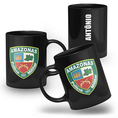 Caneca Polícia Militar do Estado de Amazonas 100% Preta
