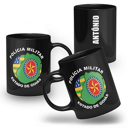 Caneca Polícia Militar do Estado de Goiás 100% Preta