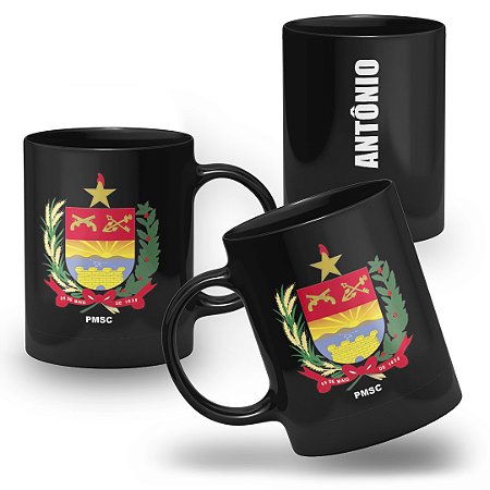 Caneca Polícia Militar do Estado de Santa Catarina 100% Preta