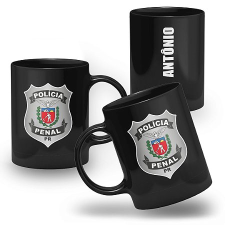 Caneca Polícia Penal do Estado do Paraná 100% Preta