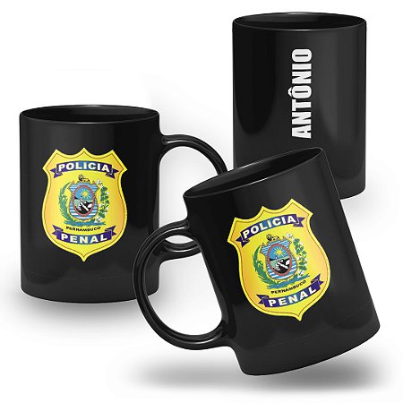 Caneca Polícia Penal do Estado do Pernambuco 100% Preta