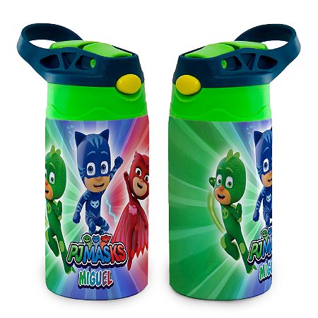 Garrafa PJ Masks Infantil Térmica Bico de Silicone com Nome