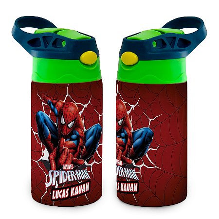 Garrafa Homem Aranha Térmica Infantil Spider-Man Na Teia