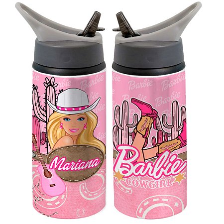 Garrafa Barbie Cowgirl Cowboy Infantil Squeeze, Estilo Western.