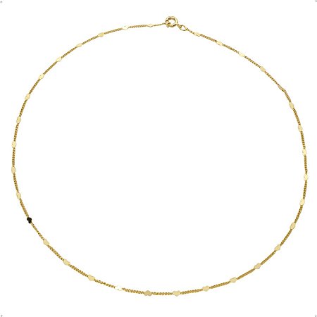 Choker Corrente com Coração na Malha Delicada Banhada Ouro