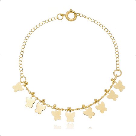 Pulseira Borboleta Kidbbi - Pedras Naturais, Ajustável, Presente Meninas 6-10 Anos