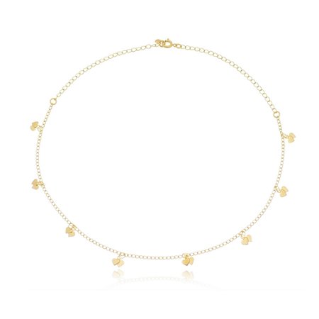 Choker Corrente de Coração Duplo Delicado Banhado a Ouro 18k