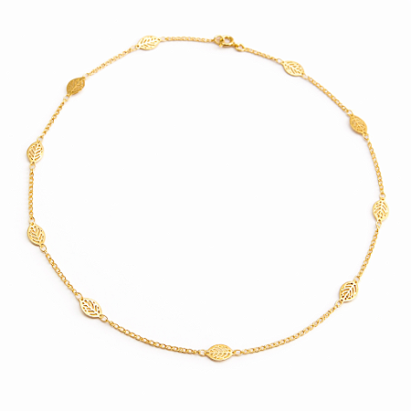 Colar Corrente Folhas Banhado a Ouro