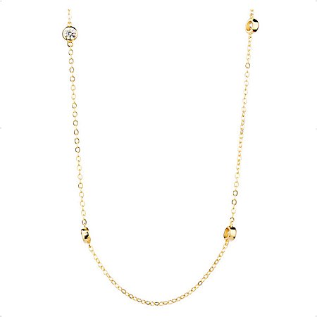 Colar Corrente De Elo Cravejado Zircônias Banhado a Ouro 18k