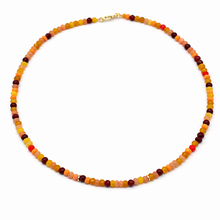 Colar Choker Pedra Natural Colorido Banhado a Ouro 18k