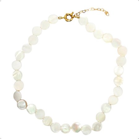 Colar Feminino de Madre Pérola Natural Luxo Banhado a Ouro