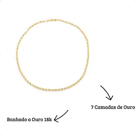 Colar Corrente Elo Português Banhado a Ouro 45cm Qualidade