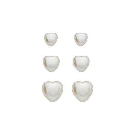 Kit Trio de Brincos Solitários Pérola Coração Banhado Ouro