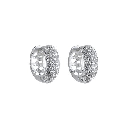 Brinco Argola Pequena Cravejada Zirconia Prata 925