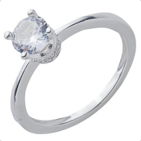 Anel Solitário Base Cravejada Zirconia Prata 925 Luxo