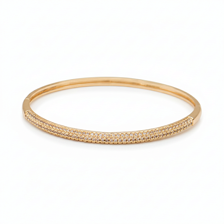 Bracelete Feminino Cravejado Moderno Banhado a Ouro Dourado