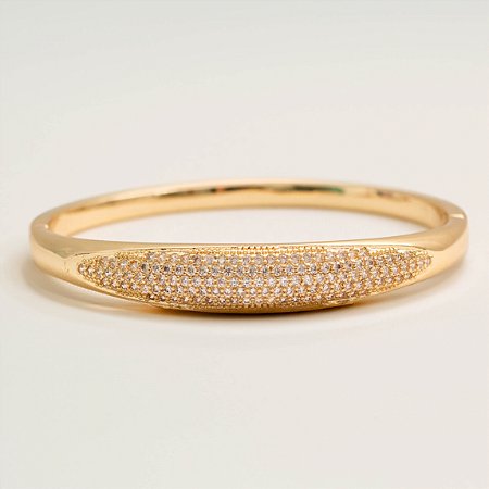 Bracelete Feminino Super Cravejado Moderno Banhado a Ouro