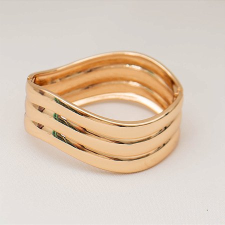 Bracelete Feminino Orgânico Grosso Dourado Banhado Ouro