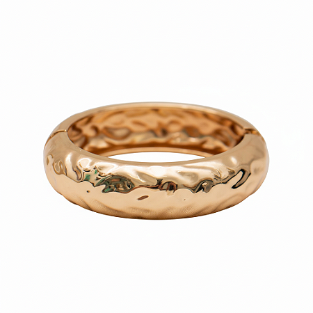 Bracelete Feminino Martelado Grosso Feminino Banhado Ouro