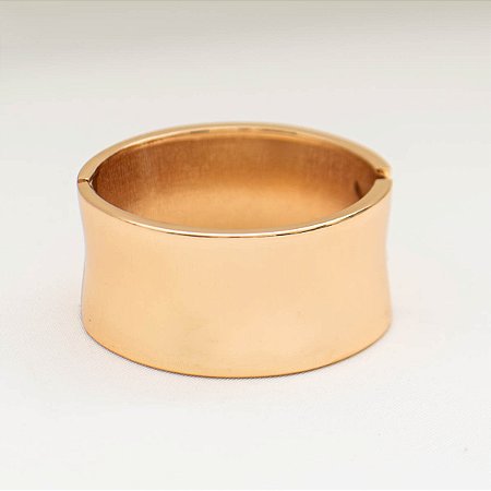 Bracelete Feminino Mega Largo Mola Liso Reto Banhado Ouro