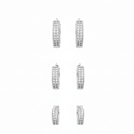 Brinco Trio de Argolas Cravejadas Prata 925