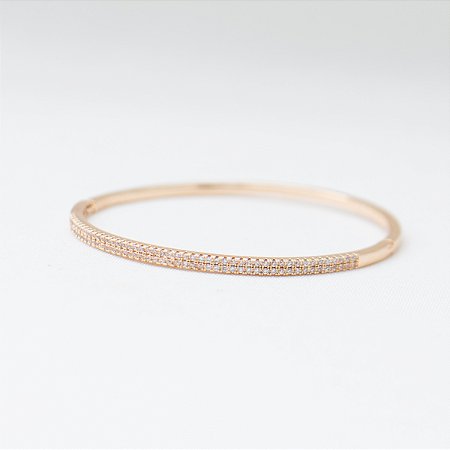 Bracelete Feminino Cravejado Reto Moderno Banhado a Ouro Dourado