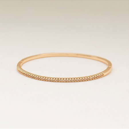 Bracelete Feminino Cravejado Fino Moderno Banhado a Ouro Dourado